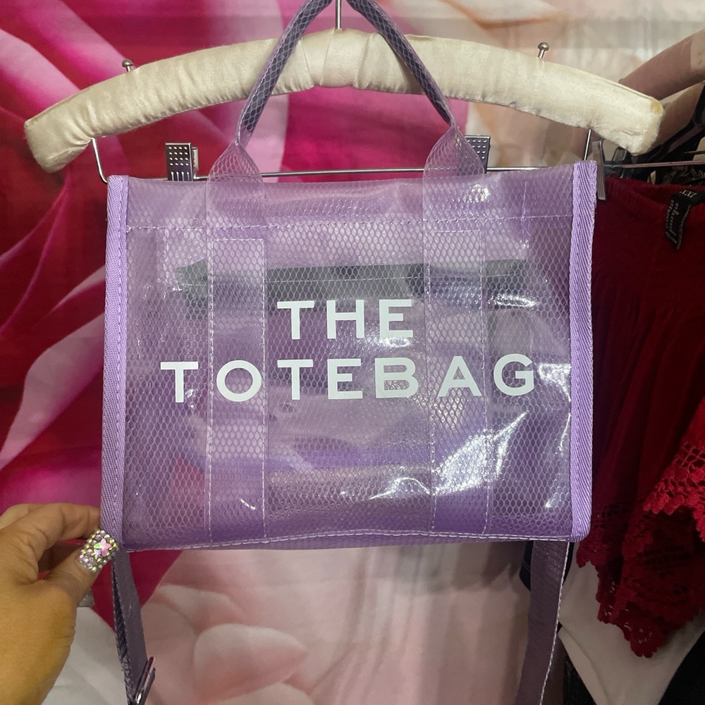 Purple Mesh Tote Bag